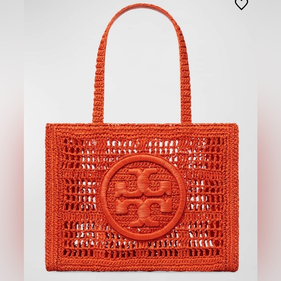 Tory Burch NWT Ella Small Crochet Straw Tote Bag - Picture 3 of 5